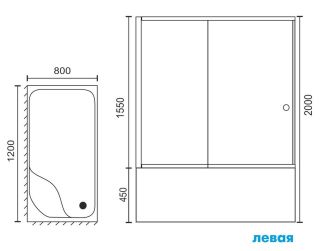 Душевой уголок Royal Bath BP 120x80см левый белый RB8120BP-C-L